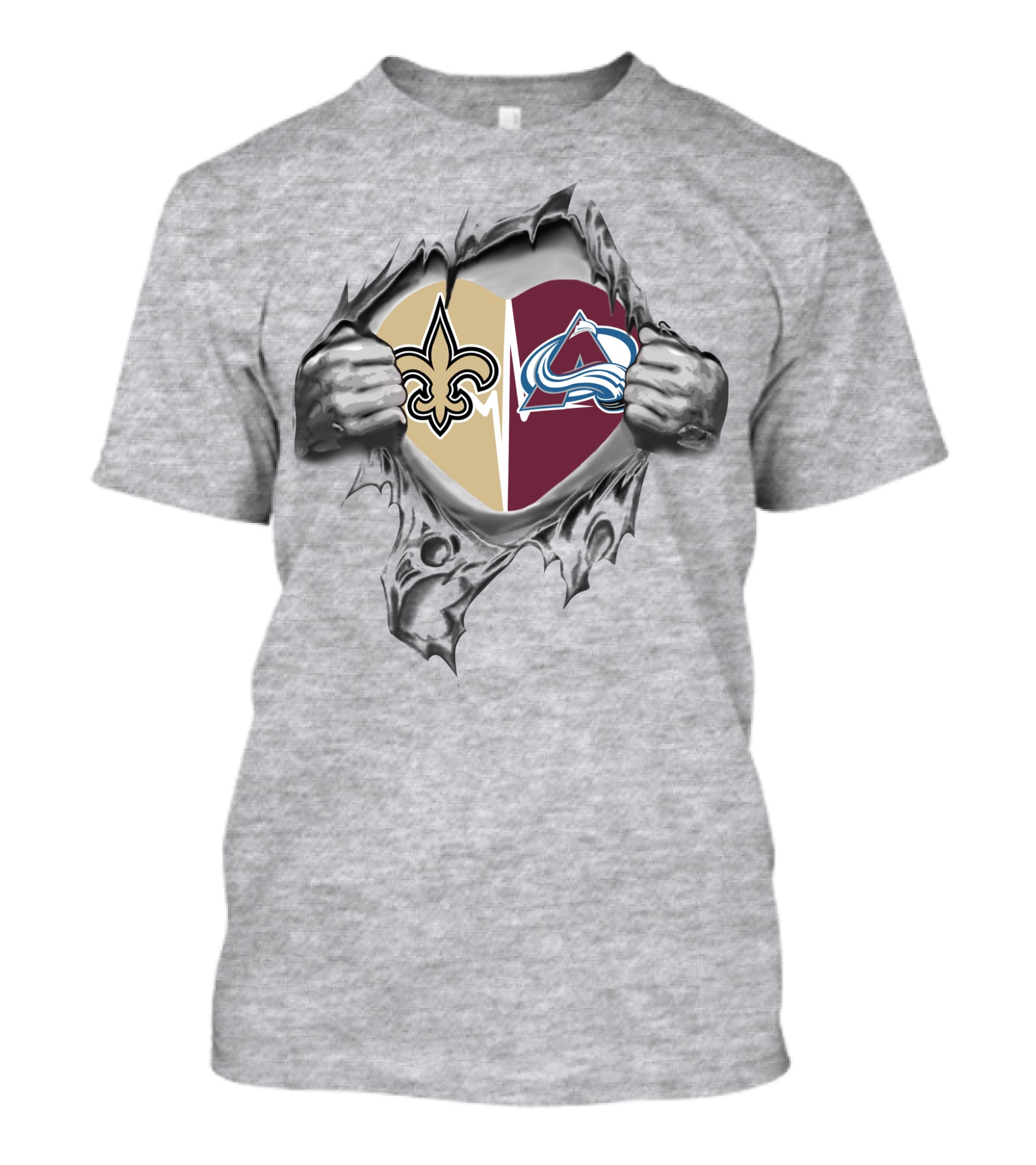 Saints Avalanche Heart Split With Iconic Symbols And Passionate Fandom T-Shirt