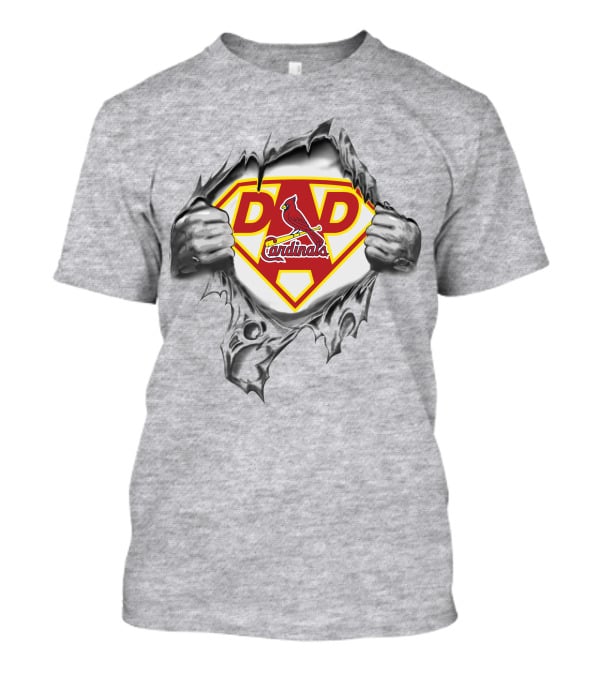 St Louis Cardinals Dad Superhero Logo Burst T-Shirt