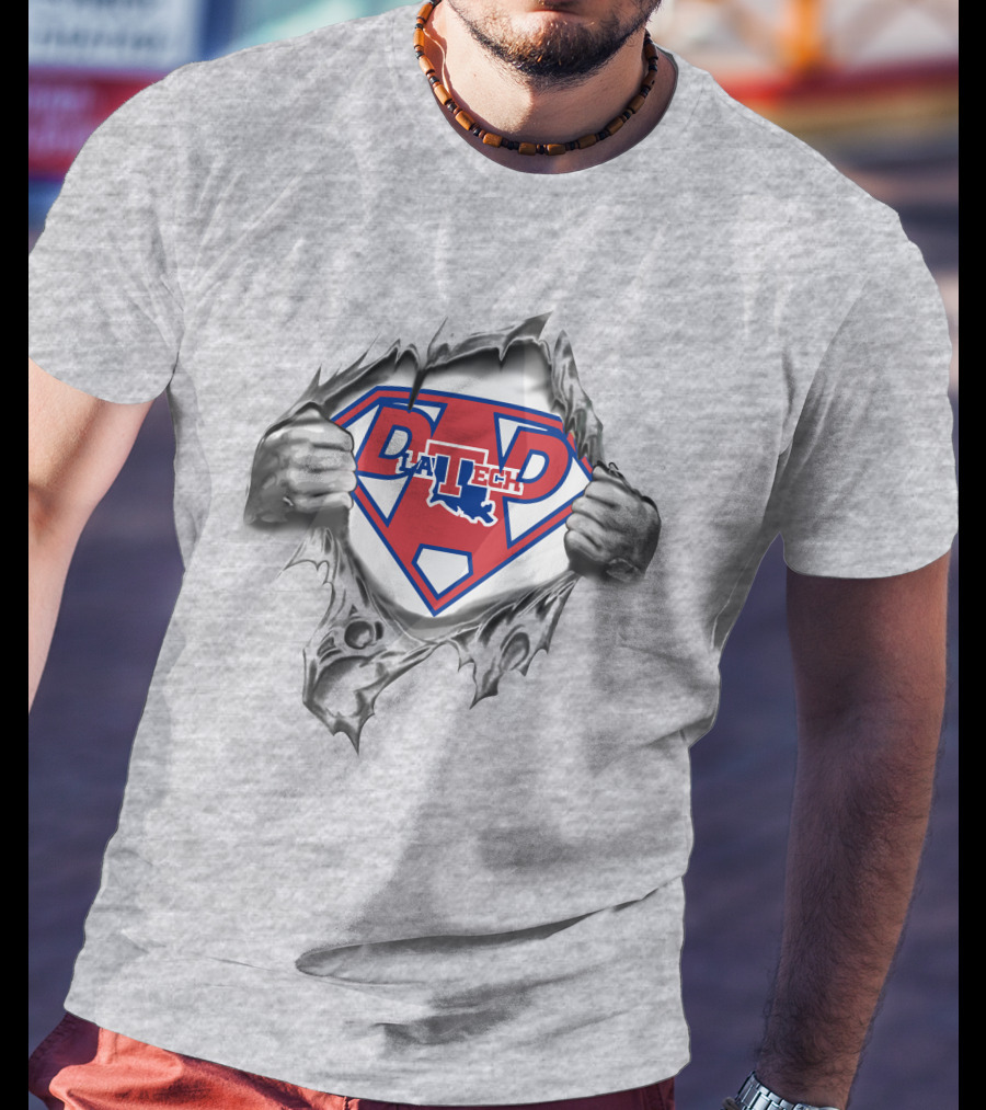 Louisiana Tech Super Dad Hero Emblem With La Tech T-Shirt