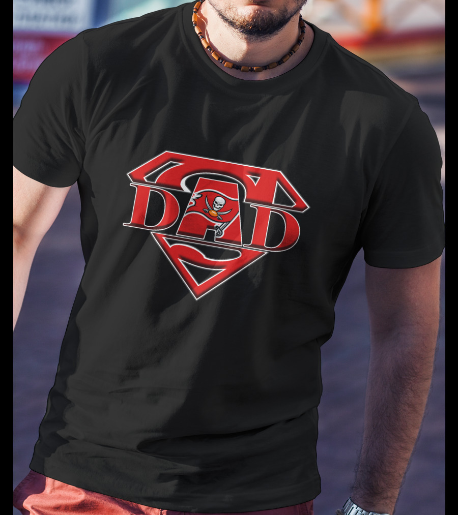 Buccaneers Super Dad Logo With Superman Shield And Pirate Flag T-Shirt