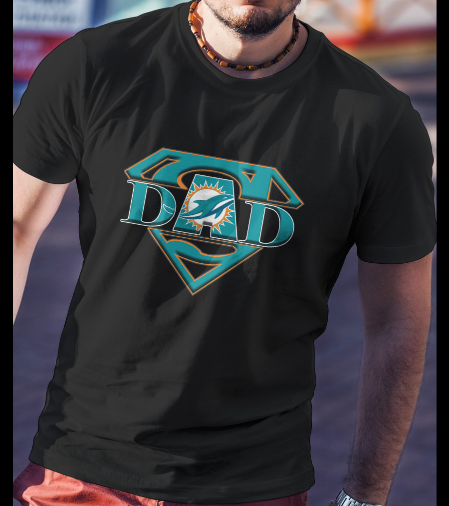 Dolphins Super Dad Superman Miami Football T-Shirt