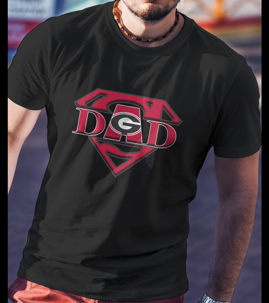 Georgia Bulldogs Super Dad Logo Superman Shield T-Shirt