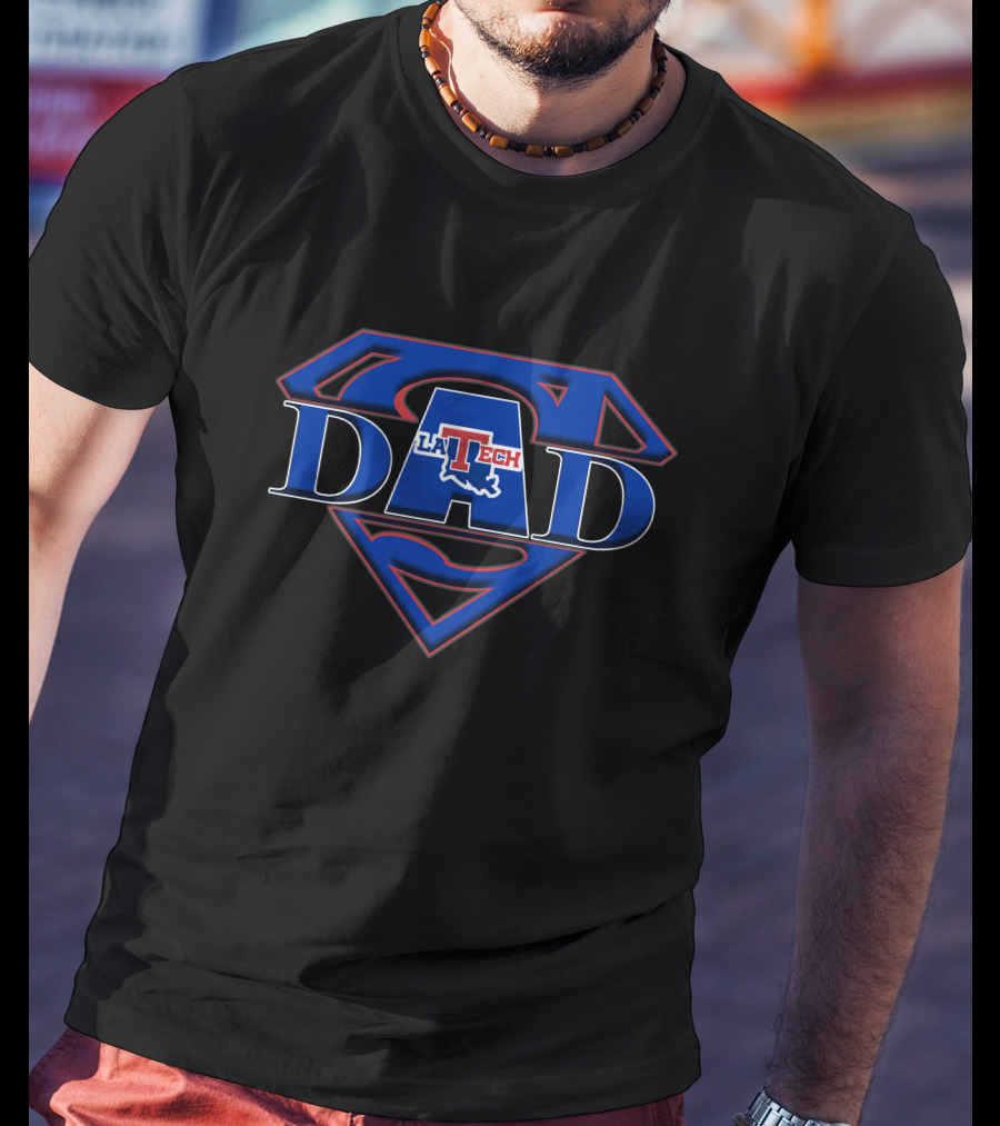 Louisiana Tech Super Dad Logo Fusion With Superman Shield T-Shirt