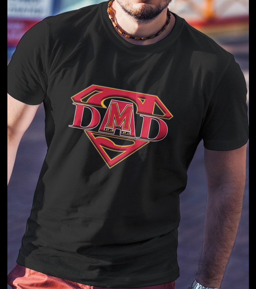 Maryland Terrapins Superman Dad Logo M T-Shirt