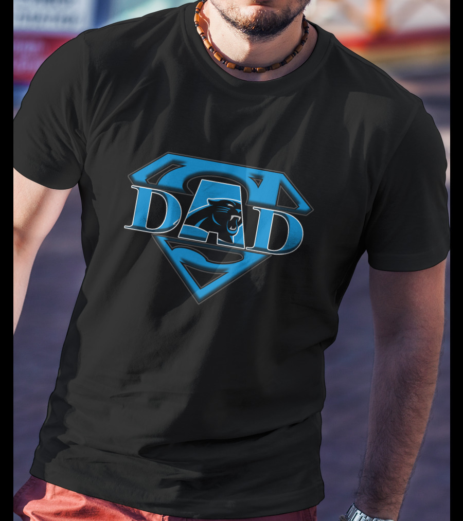 Panthers Super Dad Logo Emblem With Blue Panther T-Shirt