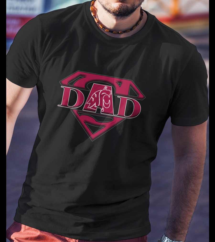 Sashington State Cougars Super Dad Logo Coug Head T-Shirt