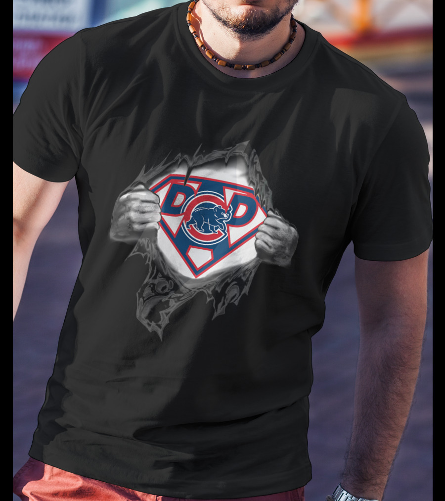 Chicago Cubs Super Dad Emblem Burst T-Shirt