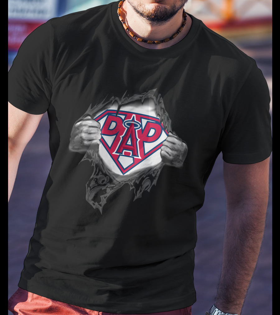Los Angeles Angels Super Dad Logo In Superman T-Shirt