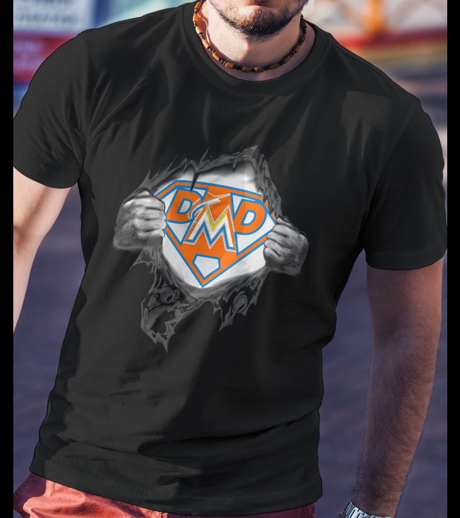 Miami Marlins Super Dad Hero Logo Superman Edition T-Shirt