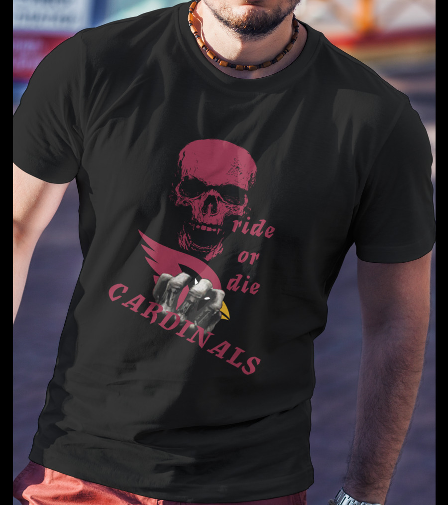 Cardinals Ride Or Die Skull Logo Fan Gear T-Shirt