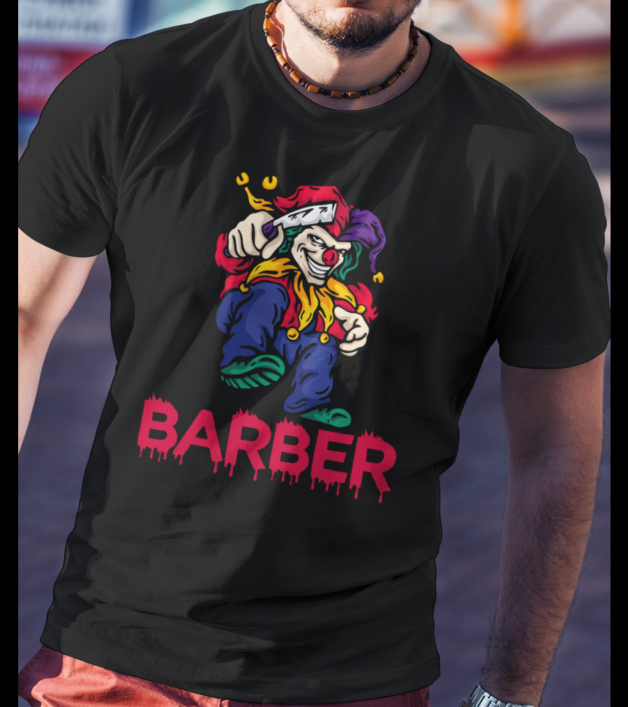 Barber Clown Halloween Razor Art T-Shirt