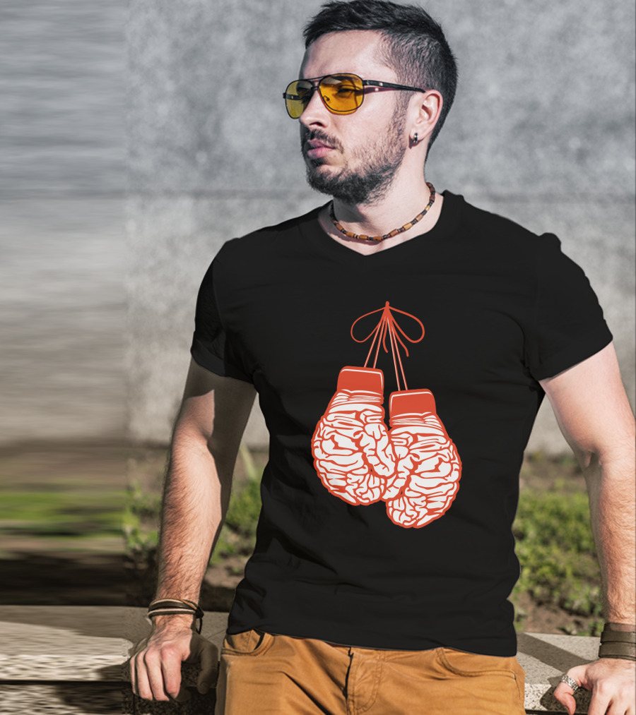 Brain-Shaped Boxing Gloves Boxer Brain Training Gym T-Shirt