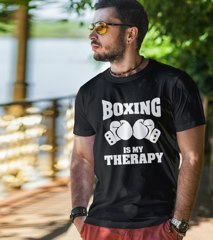 Boxing Gloves Icon Boxing Is My Therapy T-Shirt