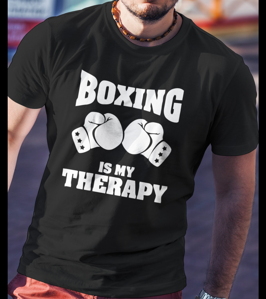 Boxing Gloves Icon Boxing Is My Therapy T-Shirt