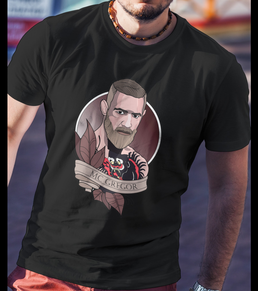 Conor Mcgregor Tattoo Illustration With Banner T-Shirt