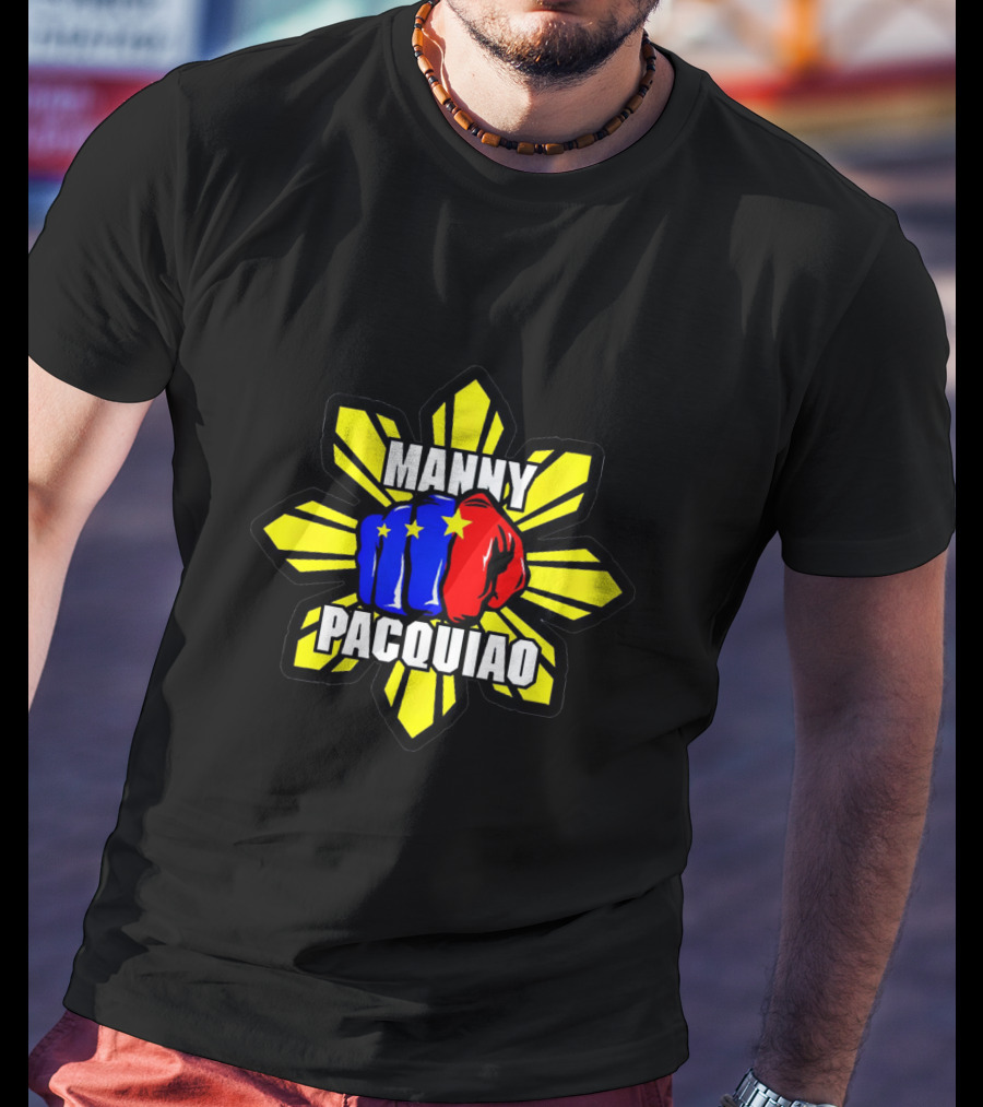 Manny Pacquiao Philippines Flag Fist Yellow Sunburst Star T-Shirt