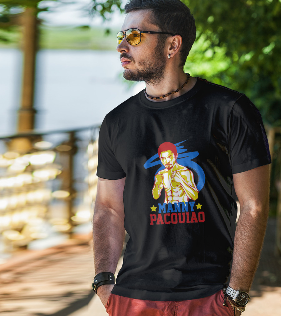 Manny Pacquiao Boxing Legend With Colorful Star T-Shirt