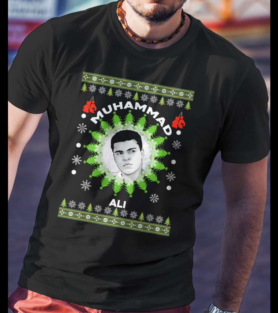 Muhammad Ali Christmas Boxing Snowflakes Festive T-Shirt