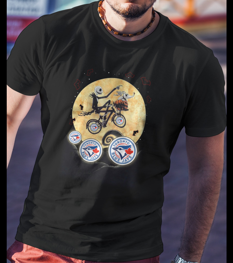 Toronto Blue Jays Halloween Bicycle Ride With Pumpkin And Moon T-Shirt