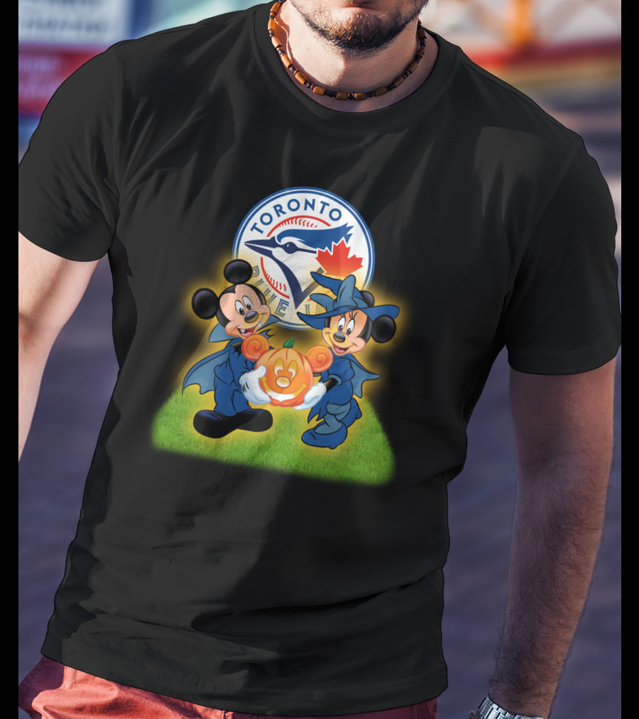 Toronto Blue Jays Halloween Mickey And Minnie Pumpkin T-Shirt