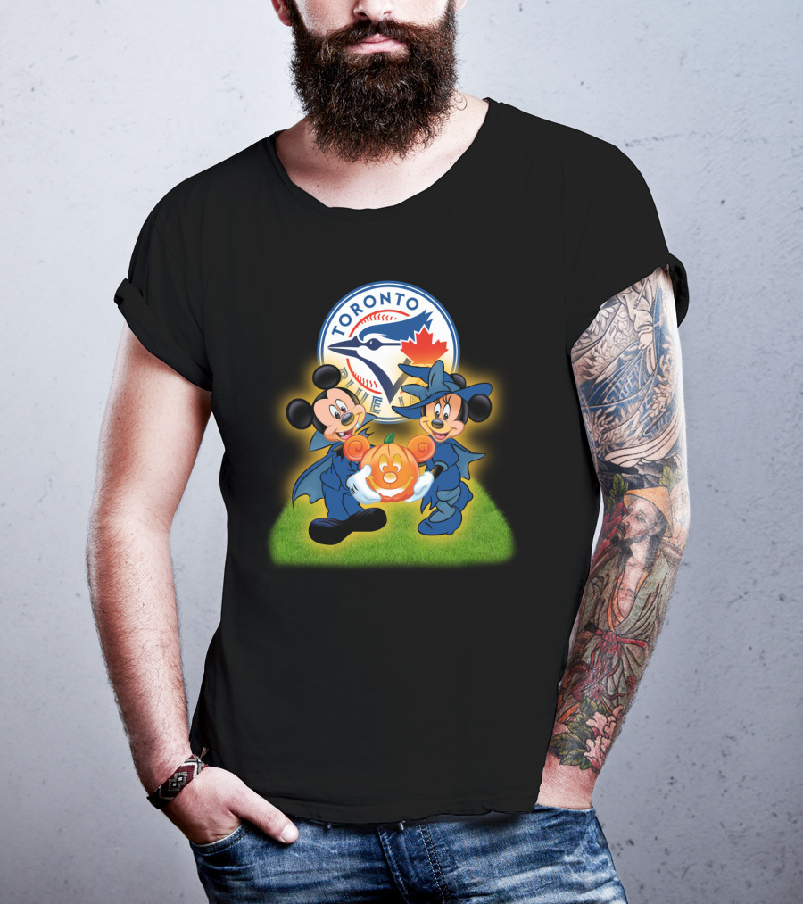 Toronto Blue Jays Halloween Mickey And Minnie Pumpkin T-Shirt