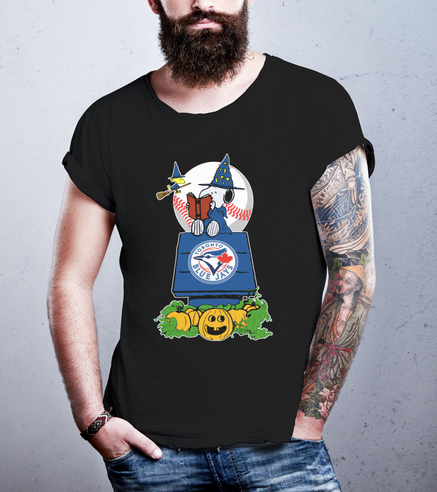 Toronto Blue Jays Halloween Peanuts Snoopy Witch Pumpkin T-Shirt