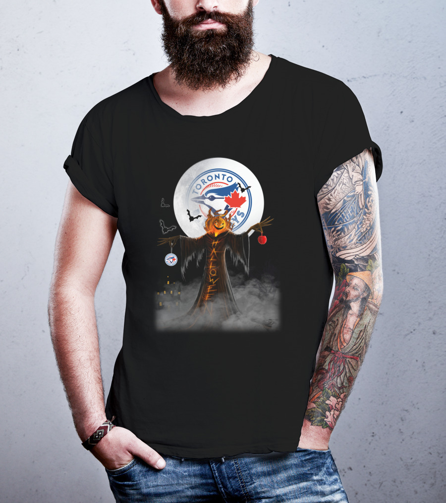 Toronto Blue Jays Halloween 7 Spooky Pumpkin Moon Scene T-Shirt