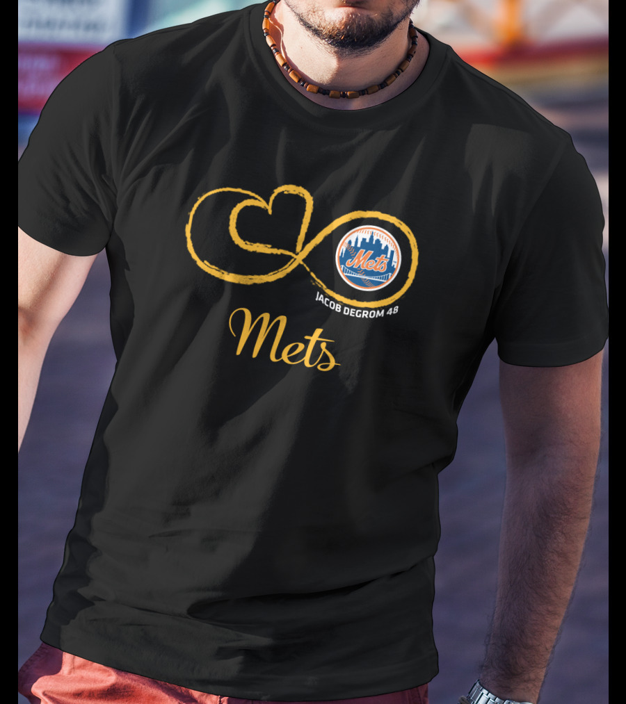 Mets Jacob Degrom 48 Mets Logo Infinity Symbol T-Shirt