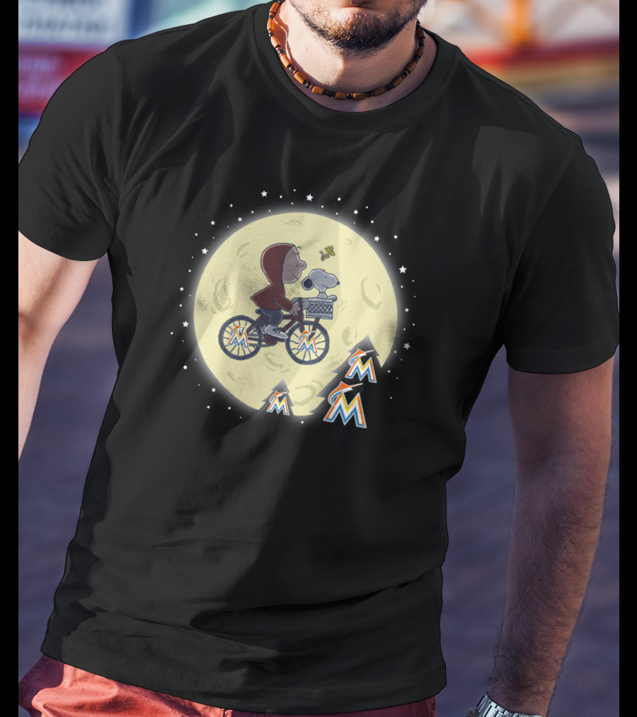 Miami Marlins Halloween Moon Bicycle Adventure T-Shirt