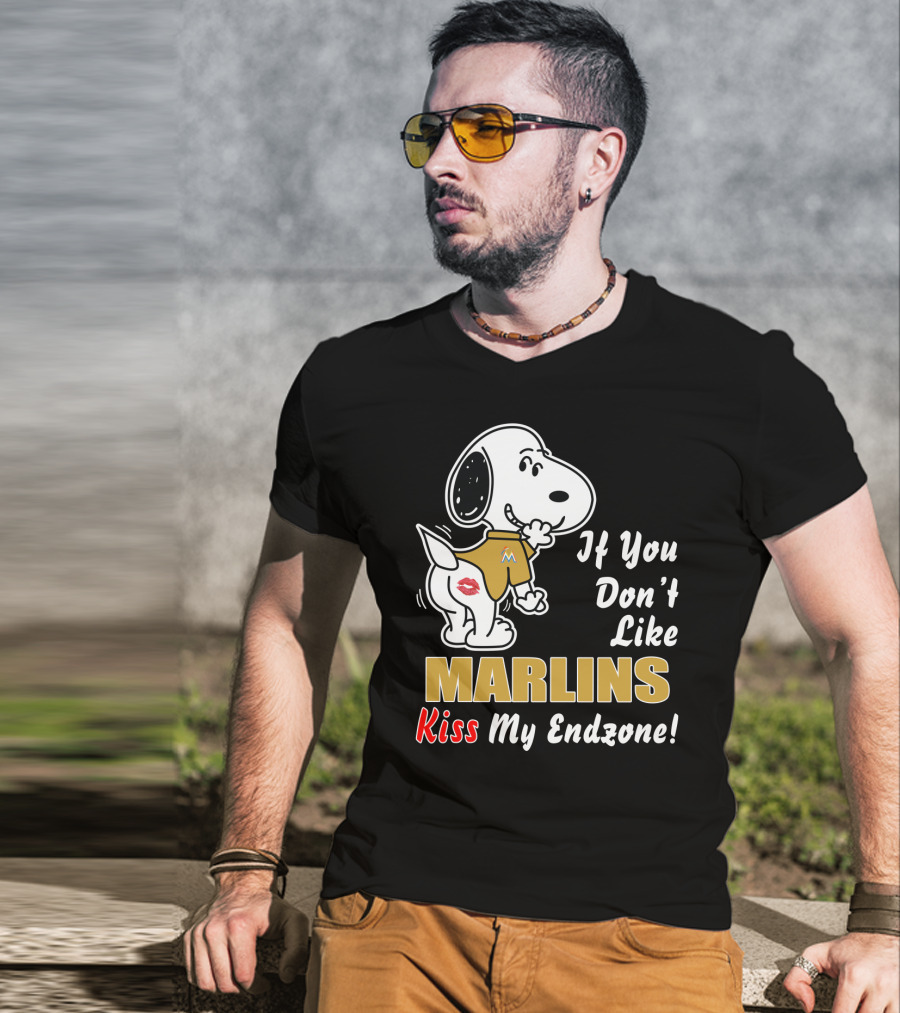 Snoopy If You Don't Like Marlins Kiss My Endzone T-Shirt