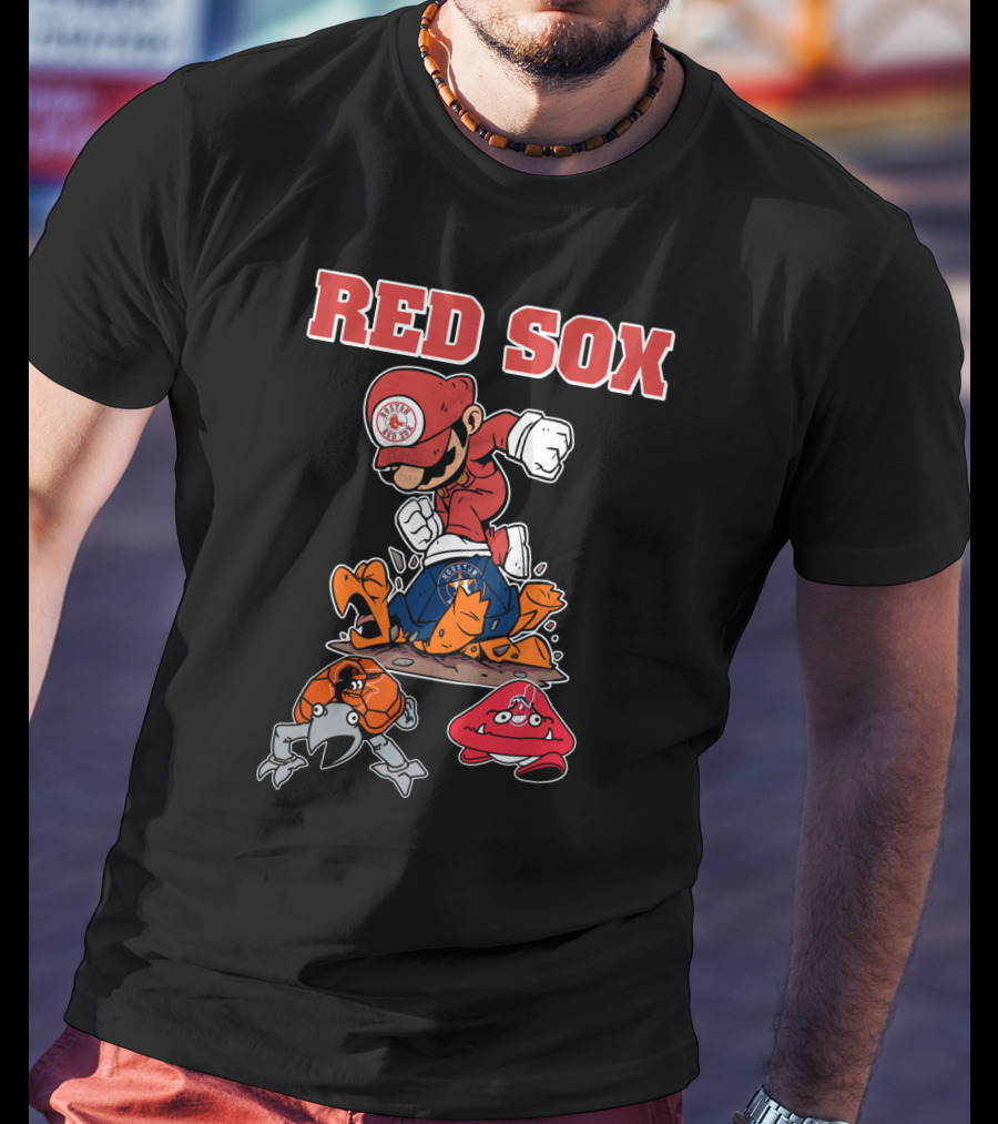 Red Sox Mario Parody With Crab And Claw Enemies T-Shirt