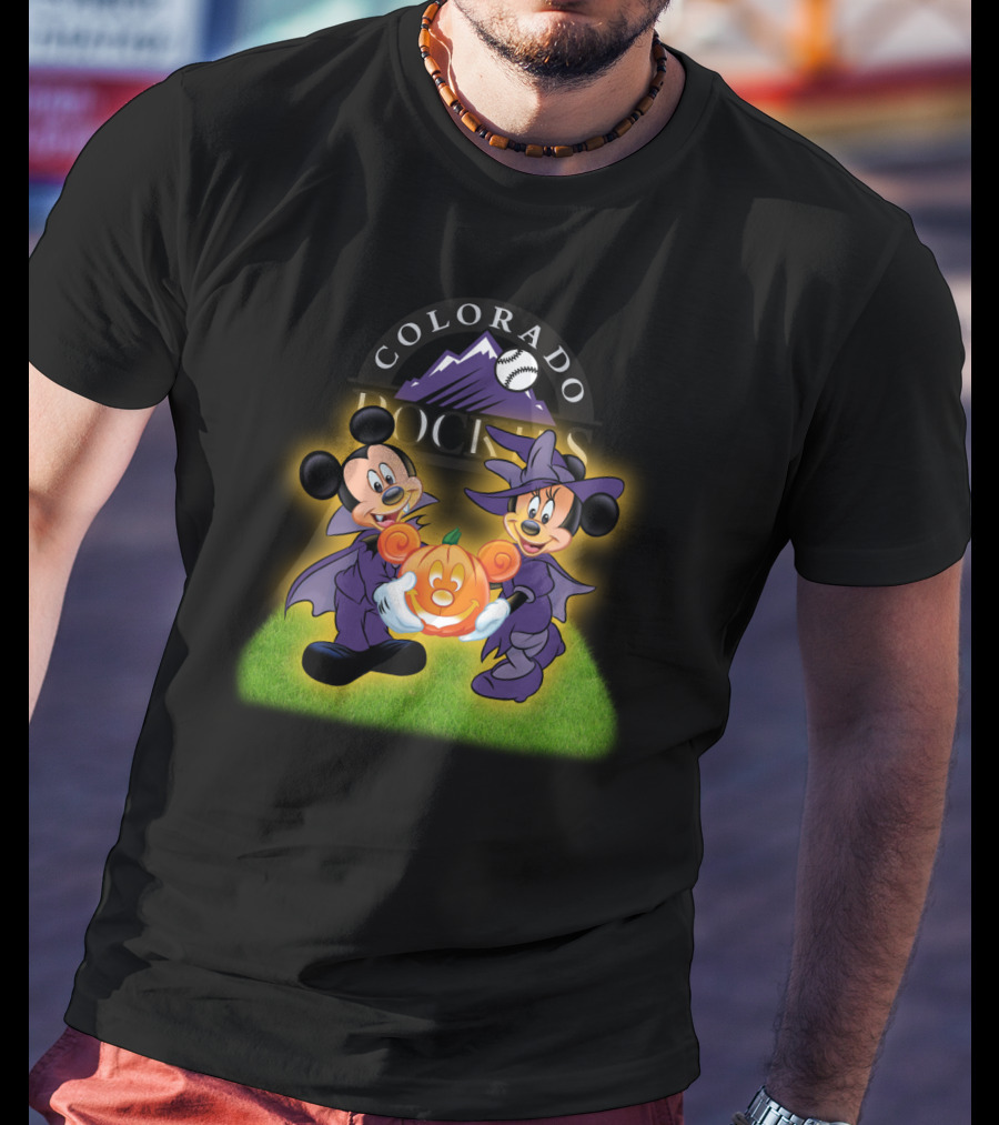 Colorado Rockies Halloween Mickey Minnie Pumpkin T-Shirt