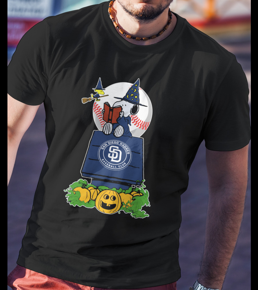 San Diego Padres Halloween Peanuts Characters Baseball Scene T-Shirt