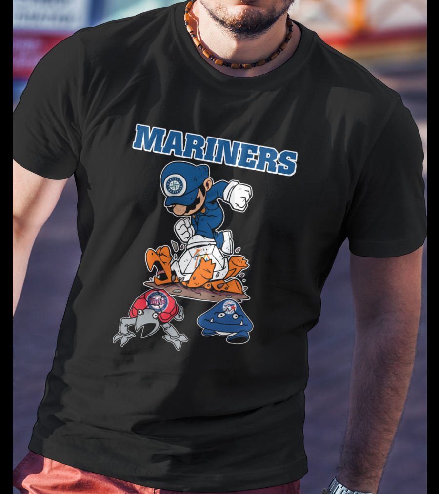 Mariners Seattle Baseball Character Action With Mascot Elements T-Shirt