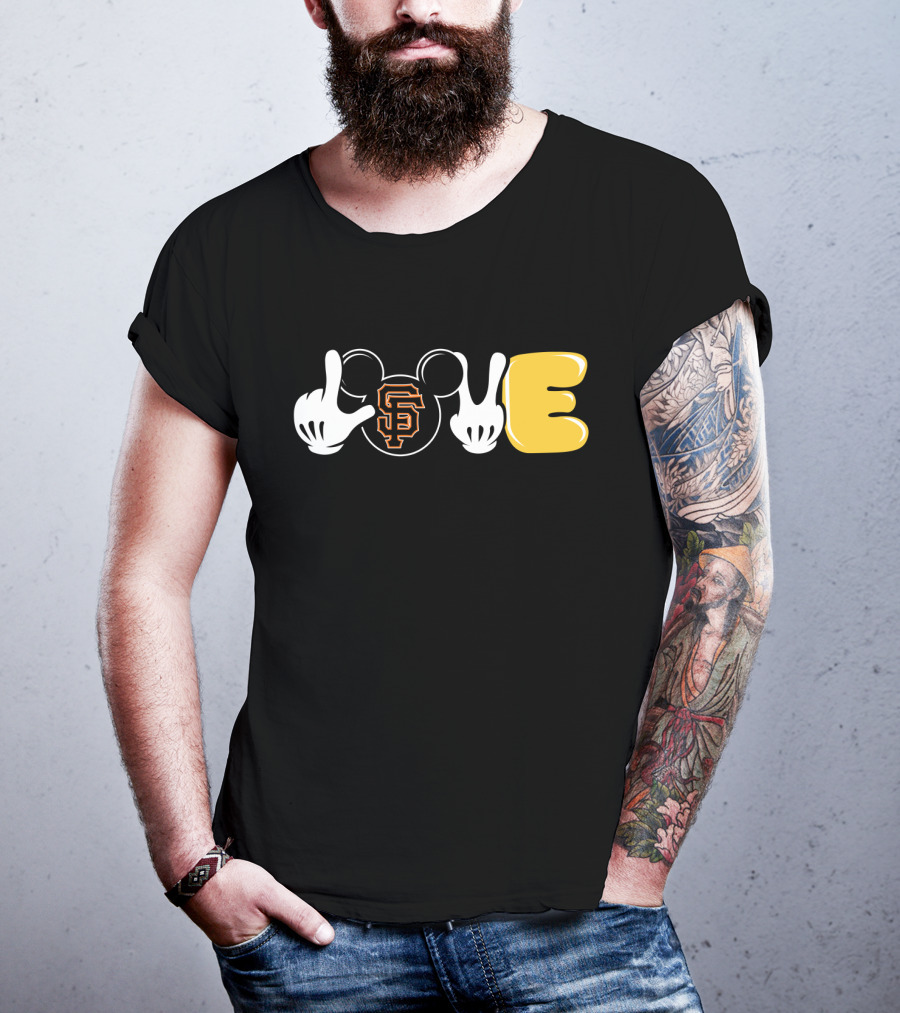 Love Sf Giants Mickey Hand Symbol T-Shirt