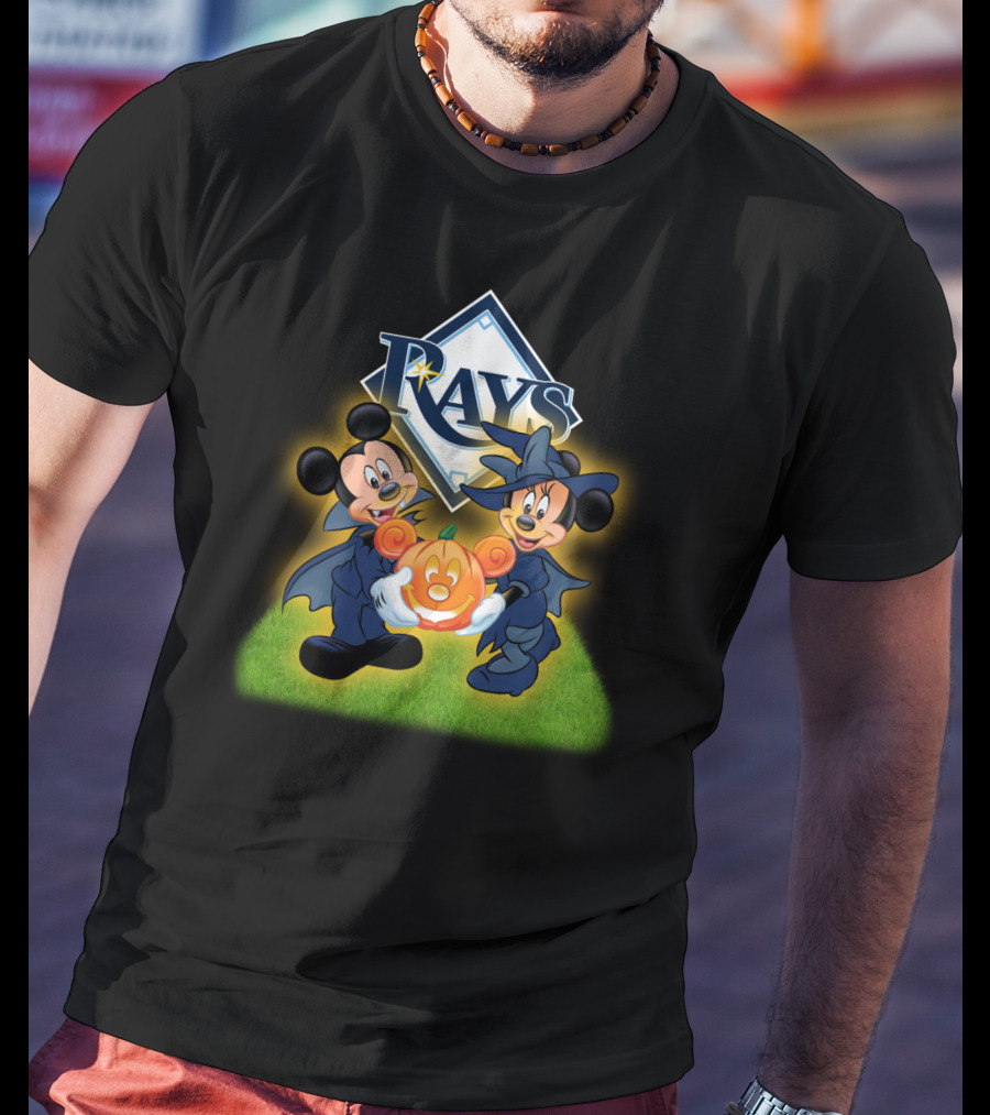 Tampa Bay Rays Halloween Mickey And Minnie Pumpkin T-Shirt