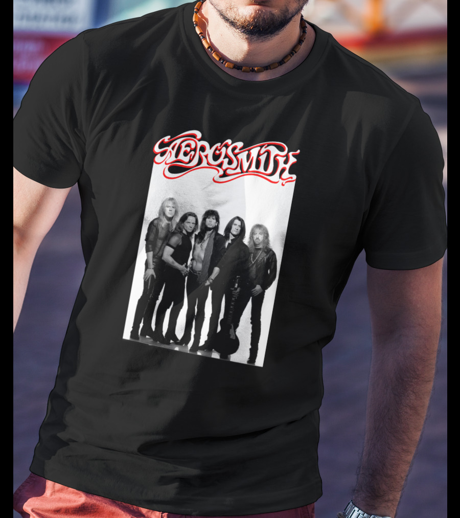 Aerosmith Band Classic Black And White Photo T-Shirt