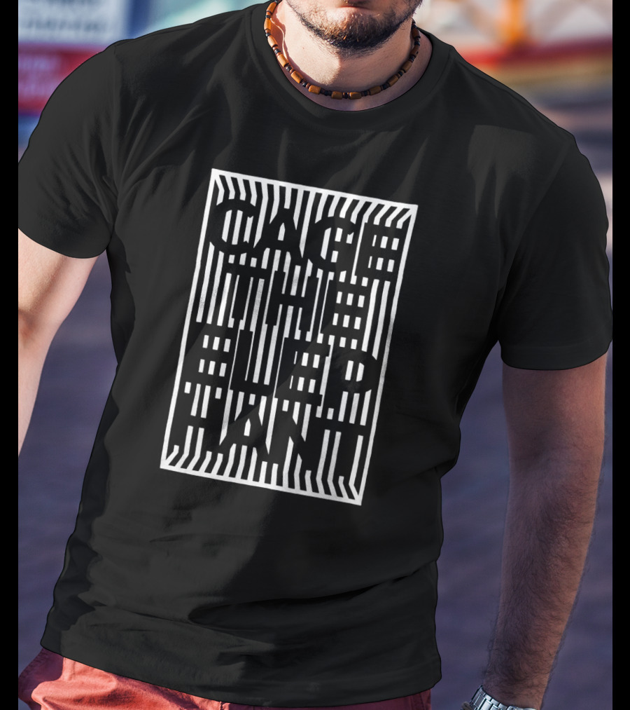 Cage The Elephant Distorted Text Block Optical Illusion T-Shirt