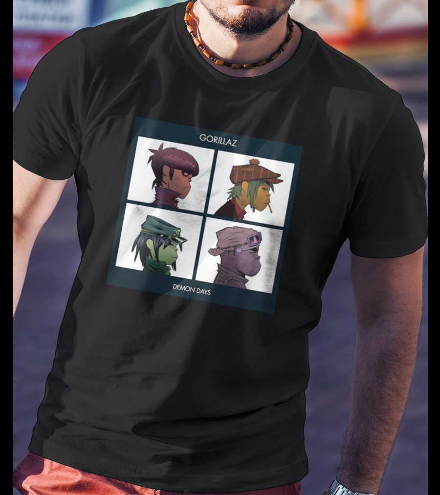 Gorillaz Demon Days Album Cover Characters Quadrant T-Shirt