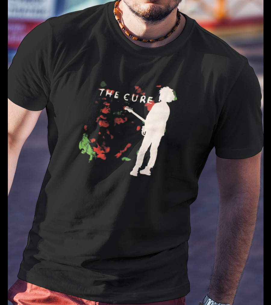 The Cure Guitarist Silhouette With Abstract T-Shirt