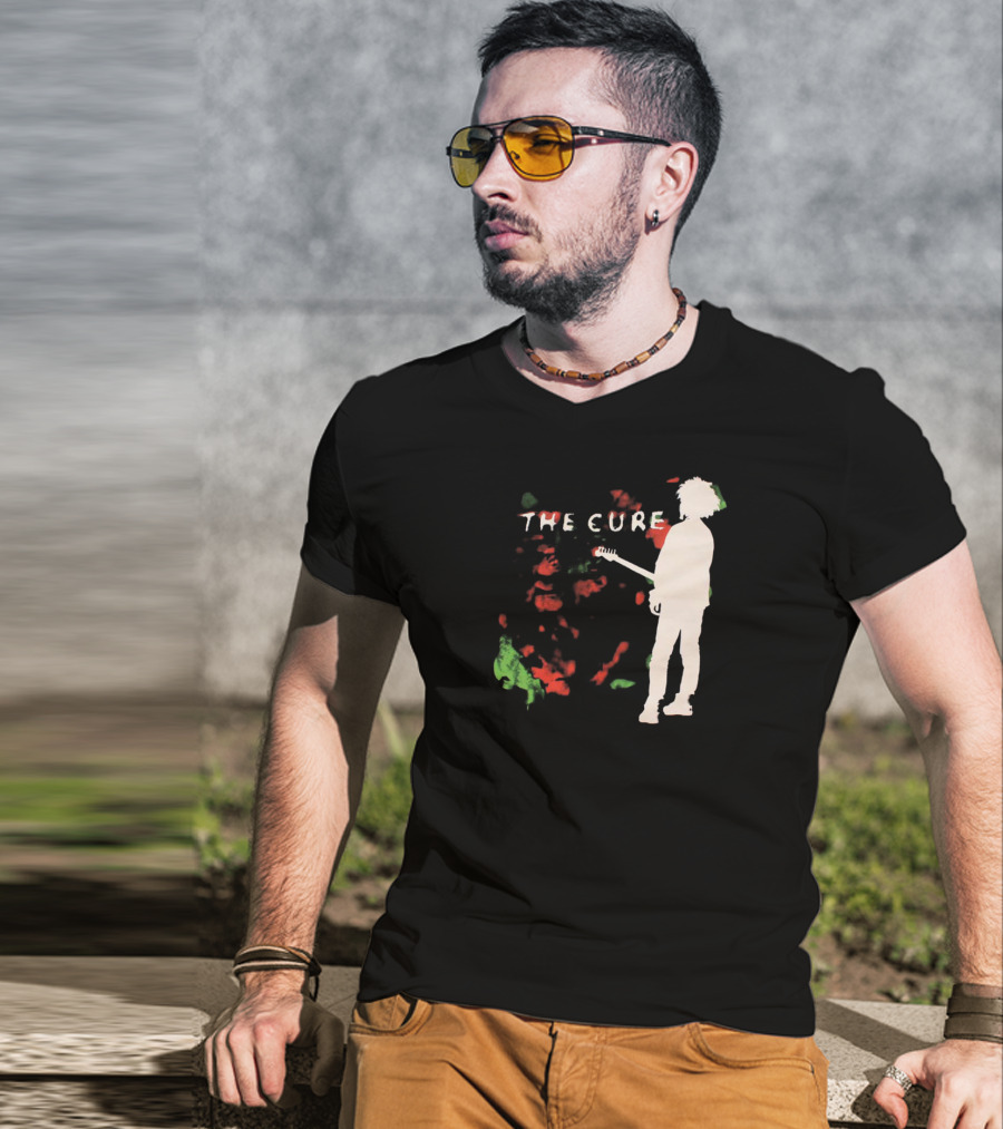 The Cure Guitarist Silhouette With Abstract T-Shirt