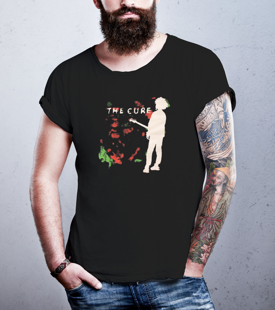 The Cure Guitarist Silhouette With Abstract T-Shirt