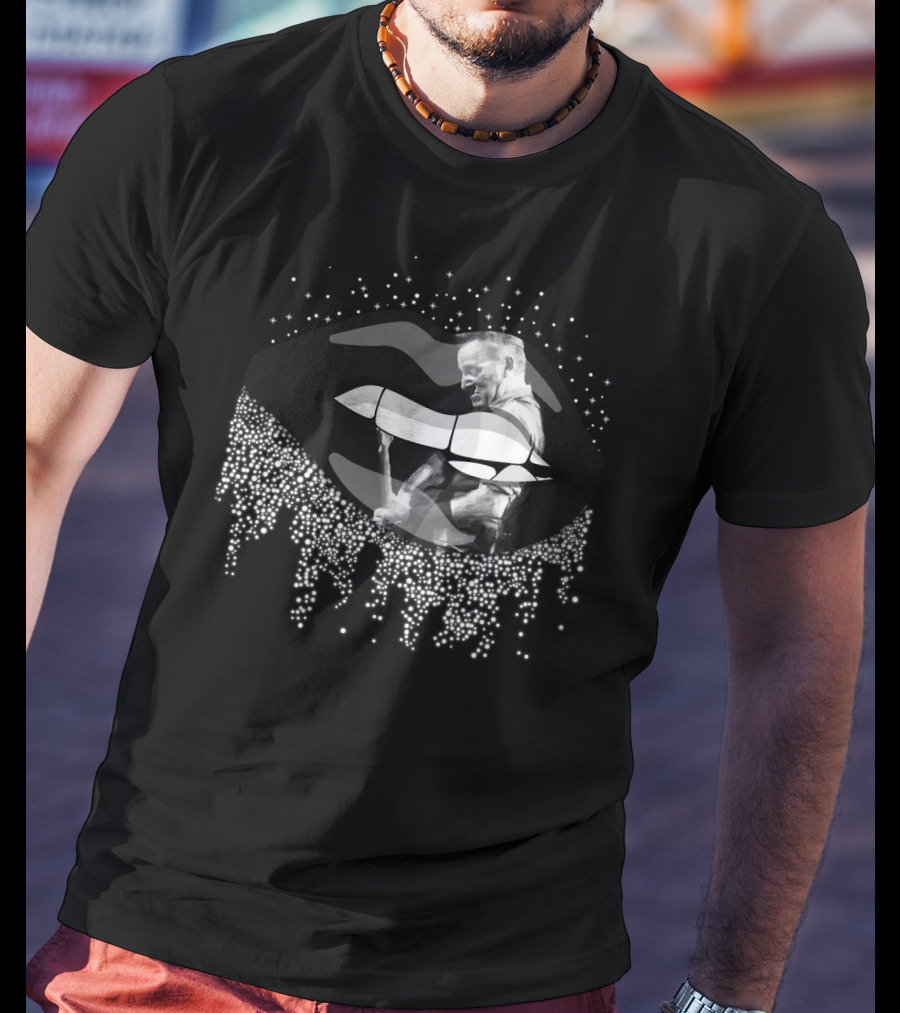 Bruce Springsteen Monochrome Lips And Guitar Silhouette Iconic T-Shirt