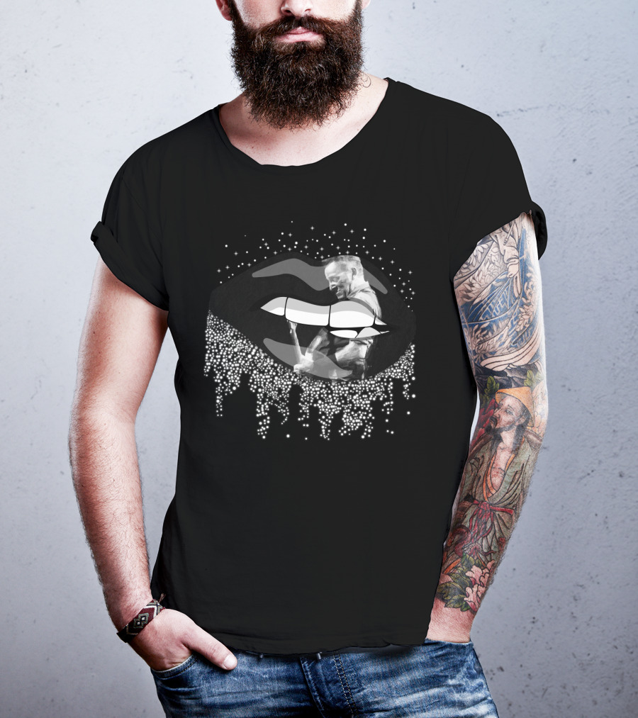 Bruce Springsteen Monochrome Lips And Guitar Silhouette Iconic T-Shirt