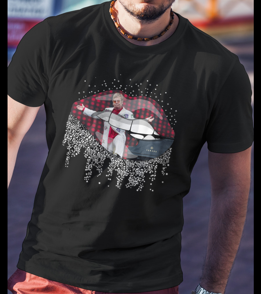 Elton John Yamaha Lips Sparkle Red Costume T-Shirt