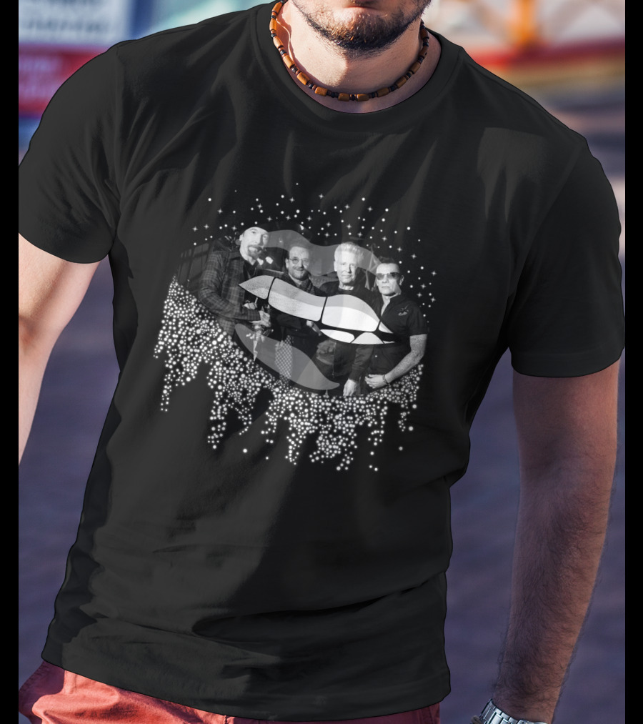 U2 Music Group Photo With Sparkling Lips T-Shirt