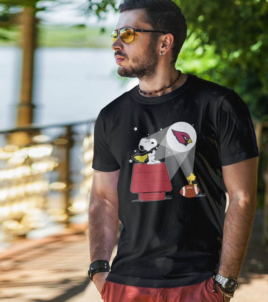 Snoopy And Woodstock Arizona Cardinals Peanuts Football Spotlight T-Shirt