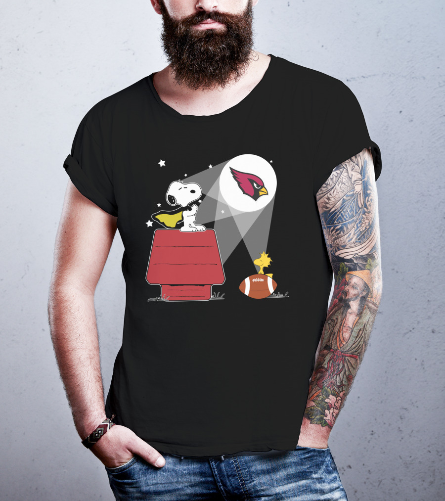 Snoopy And Woodstock Arizona Cardinals Peanuts Football Spotlight T-Shirt