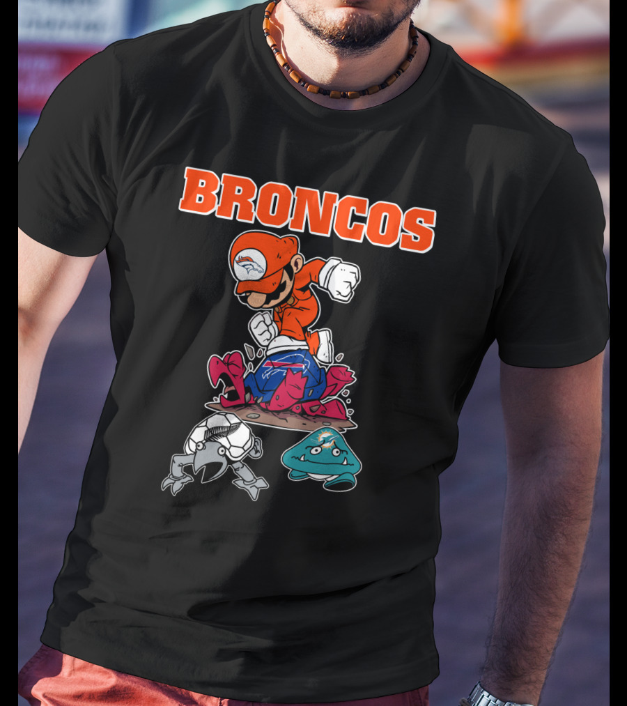 Broncos Denver Mario Jumping Over Enemies T-Shirt