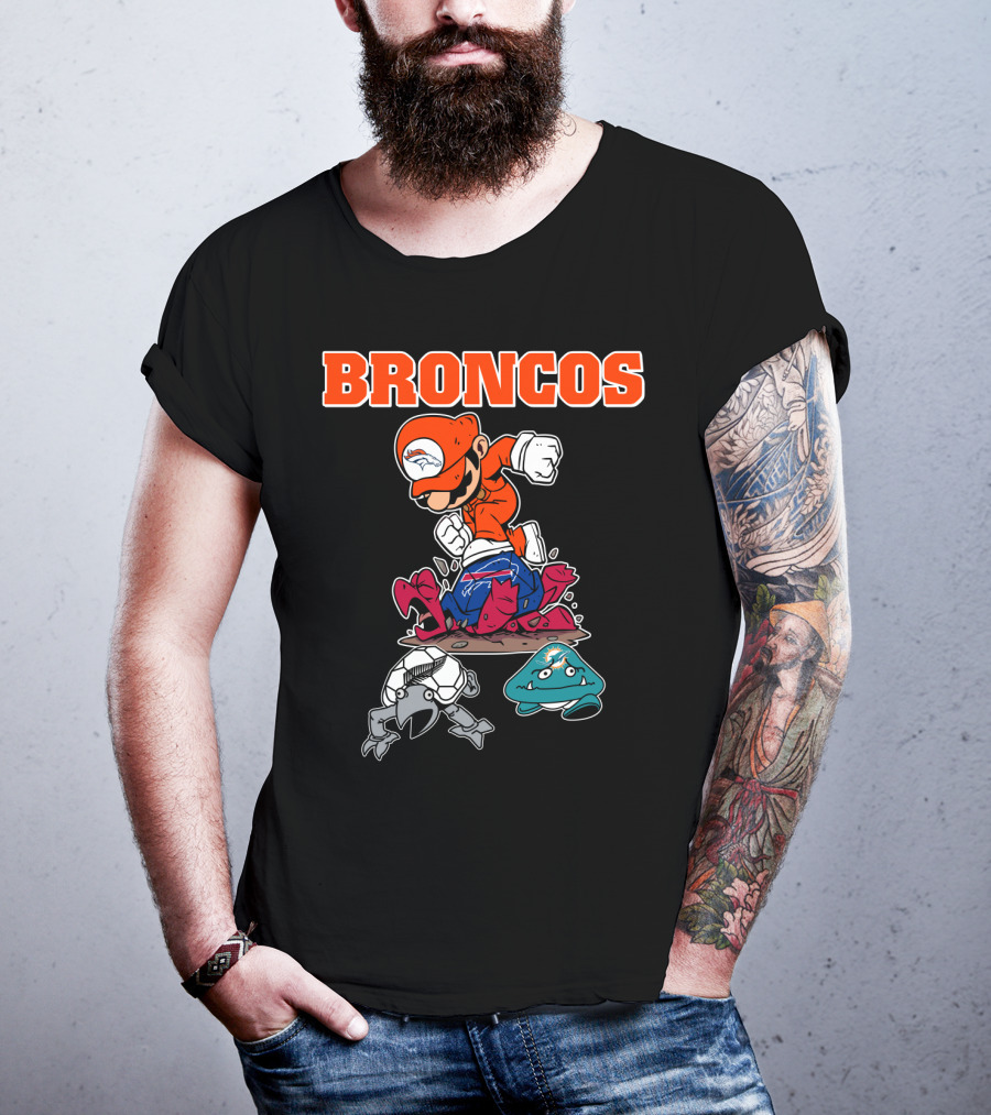 Broncos Denver Mario Jumping Over Enemies T-Shirt